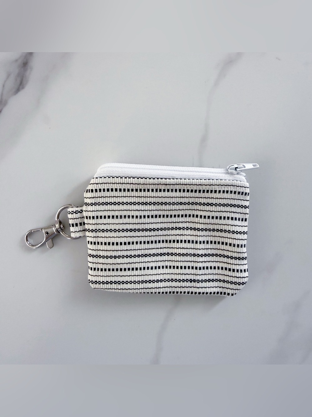 Striped Zip Bag Coin Pouch Keychain 4”
